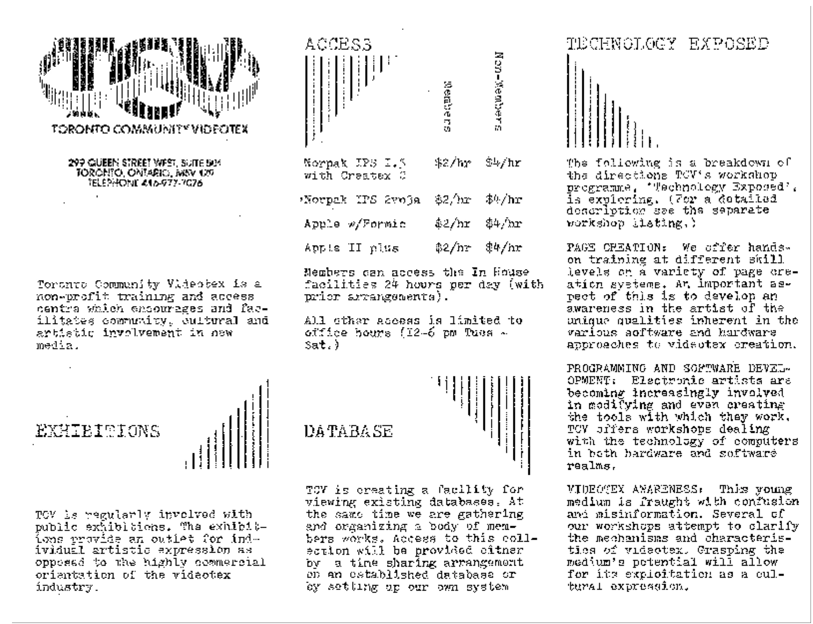 New Media Art Pamphlet, Toronto Community Videotex, Canada, 1984.